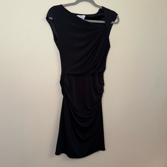 New York & Company Little Black Dress Asymmetrical Ruched Cocktail Party Dress - Picture 9 of 16